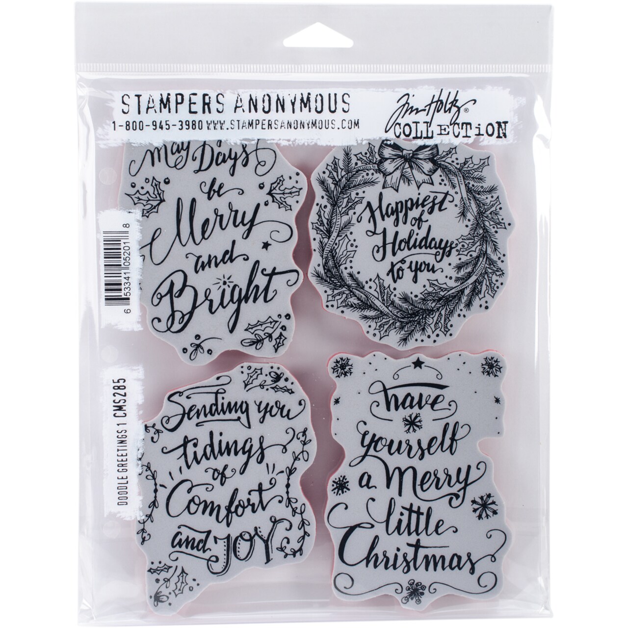 Tim Holtz Cling Stamps 7X8.5-Doodle Greetings #1
